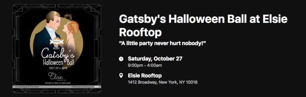 Gatsby's Halloween Ball @ Elsie Rooftop Banner